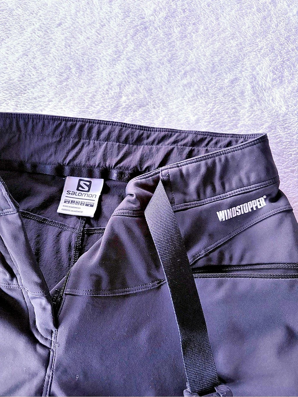 Salomon Windstopper Pants Black Outdoor Hiking Ski Trousers Cargo Pockets Sz 8 - Picture 3 of 13